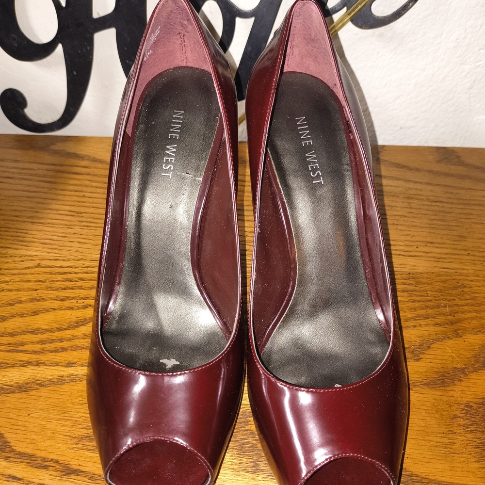 Nine West Wine Patent Peep-Toe Pumps